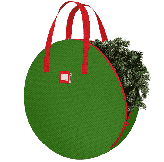 Green bag with handle for garland.