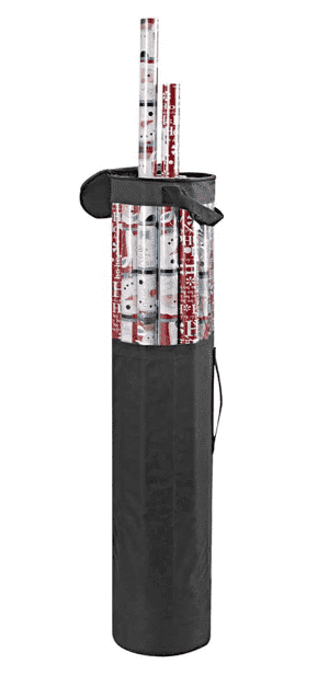 Wrapping paper storage with handle.