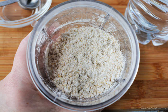 Oatmeal blended into fine crumbs.