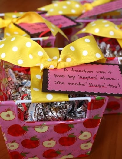 Gift basket with Hershey Kisses.