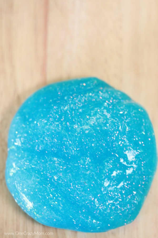Glitter slime in a ball.