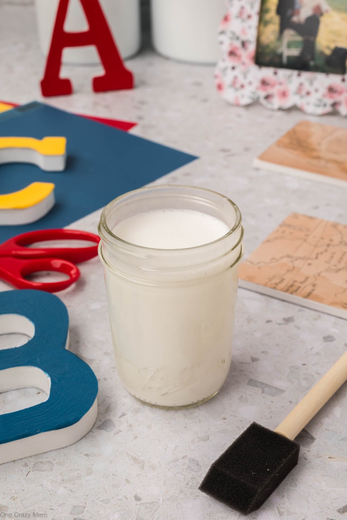 Mason jar with mod podge.