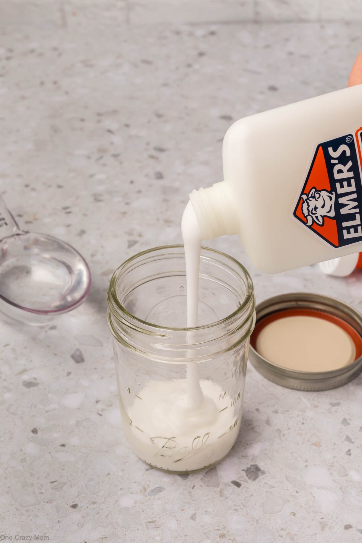 Glue poured into jar.