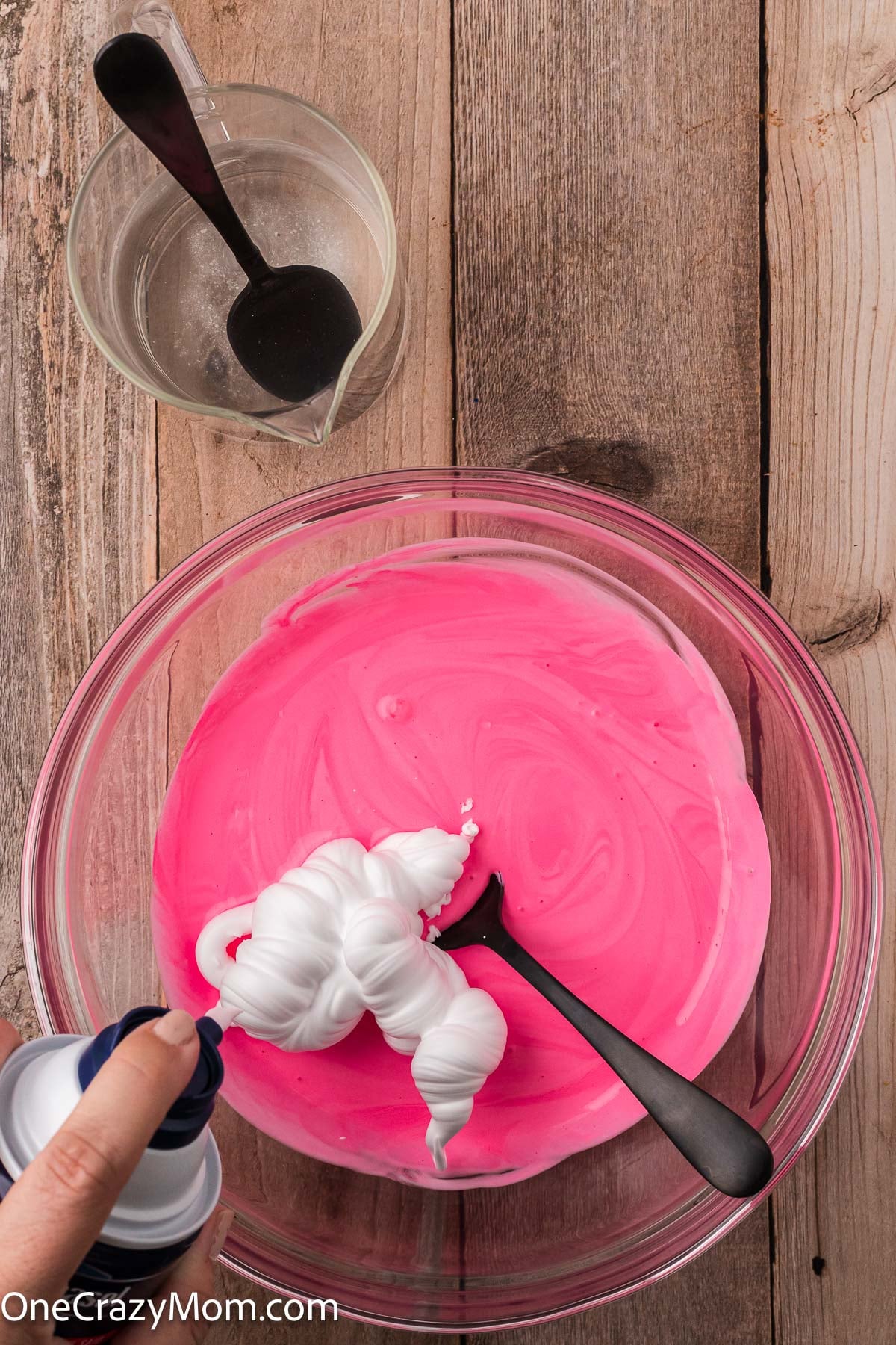 Shaving cream added to the bowl.
