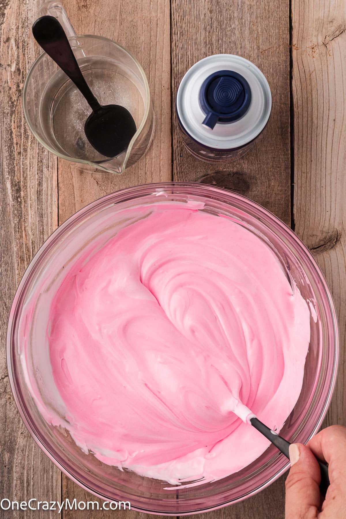 Shaving cream combined with glue mixture.