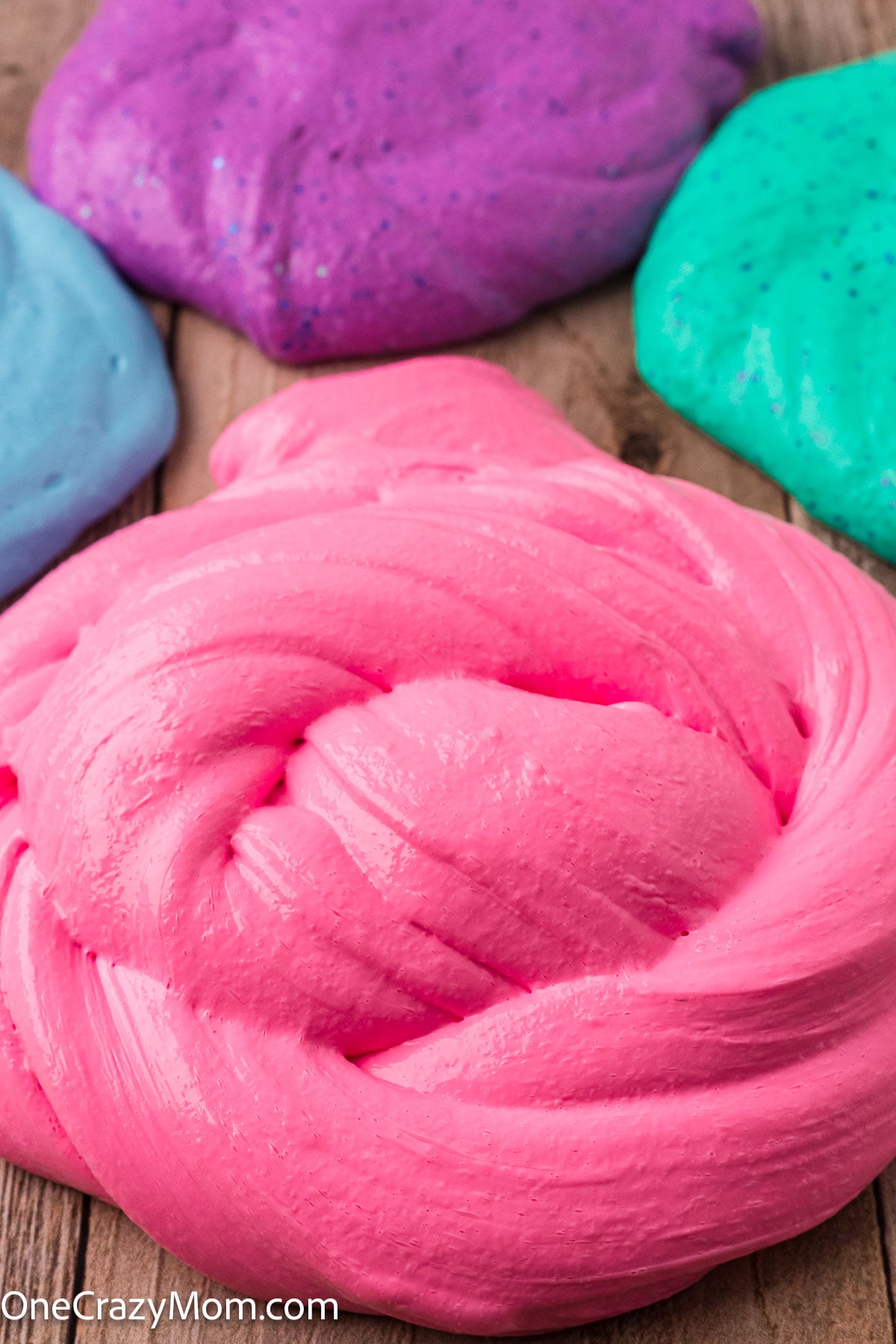 Fluffy Slime in an assortment of different colors.