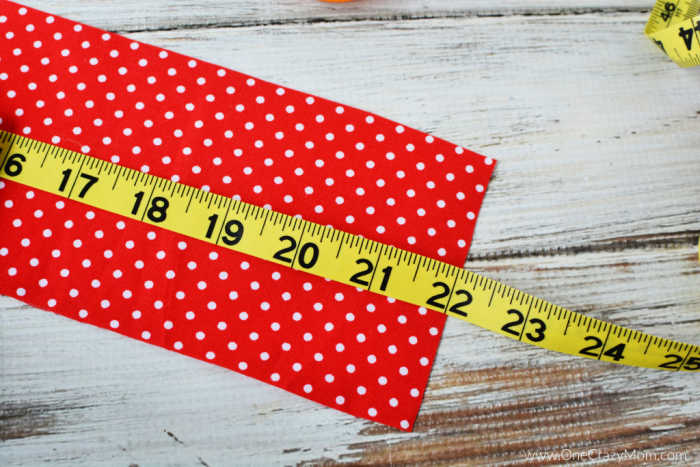 Fabric being measured.