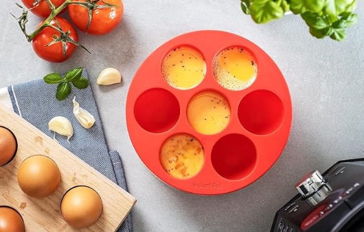 Silicone egg bites pan with eggs in it.