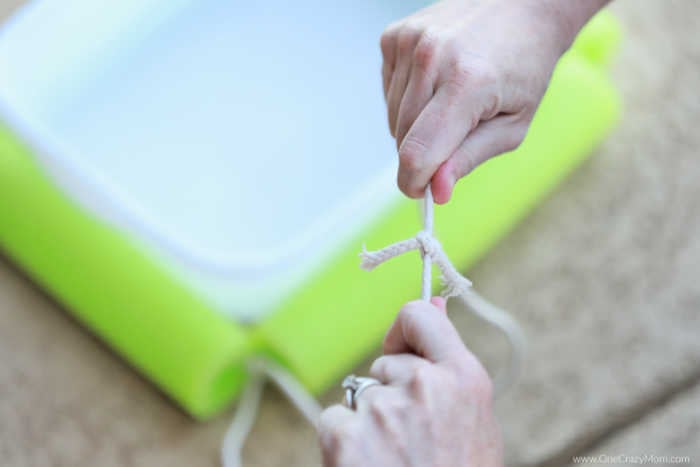 Knot tied on each corner.