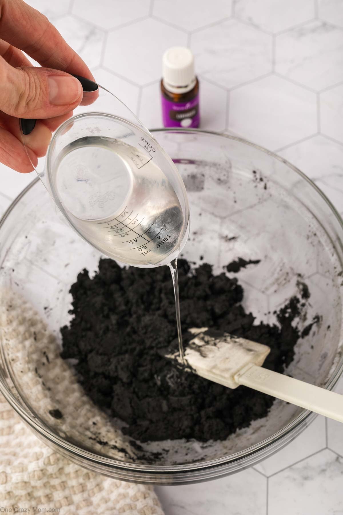 Water added to the mixture.