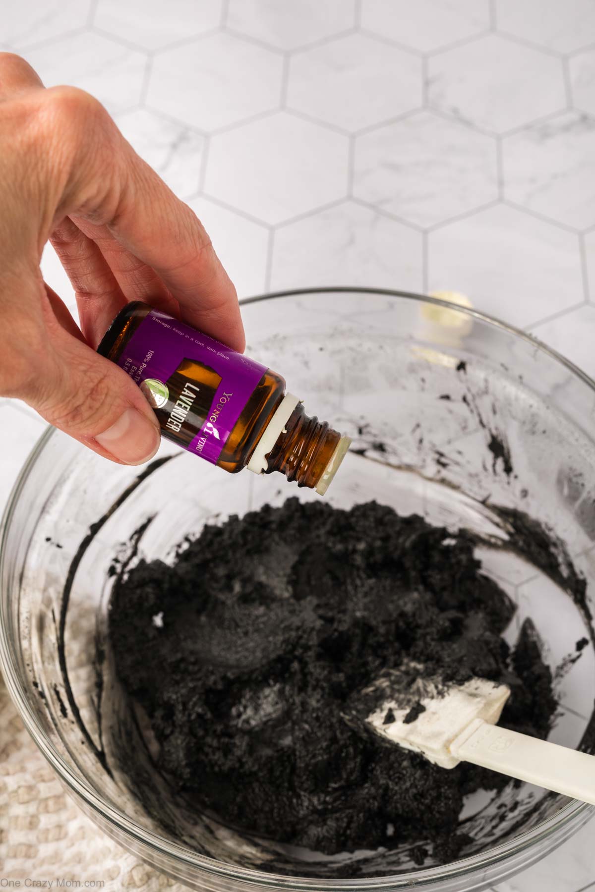 Lavender essential oil added to the mixture.