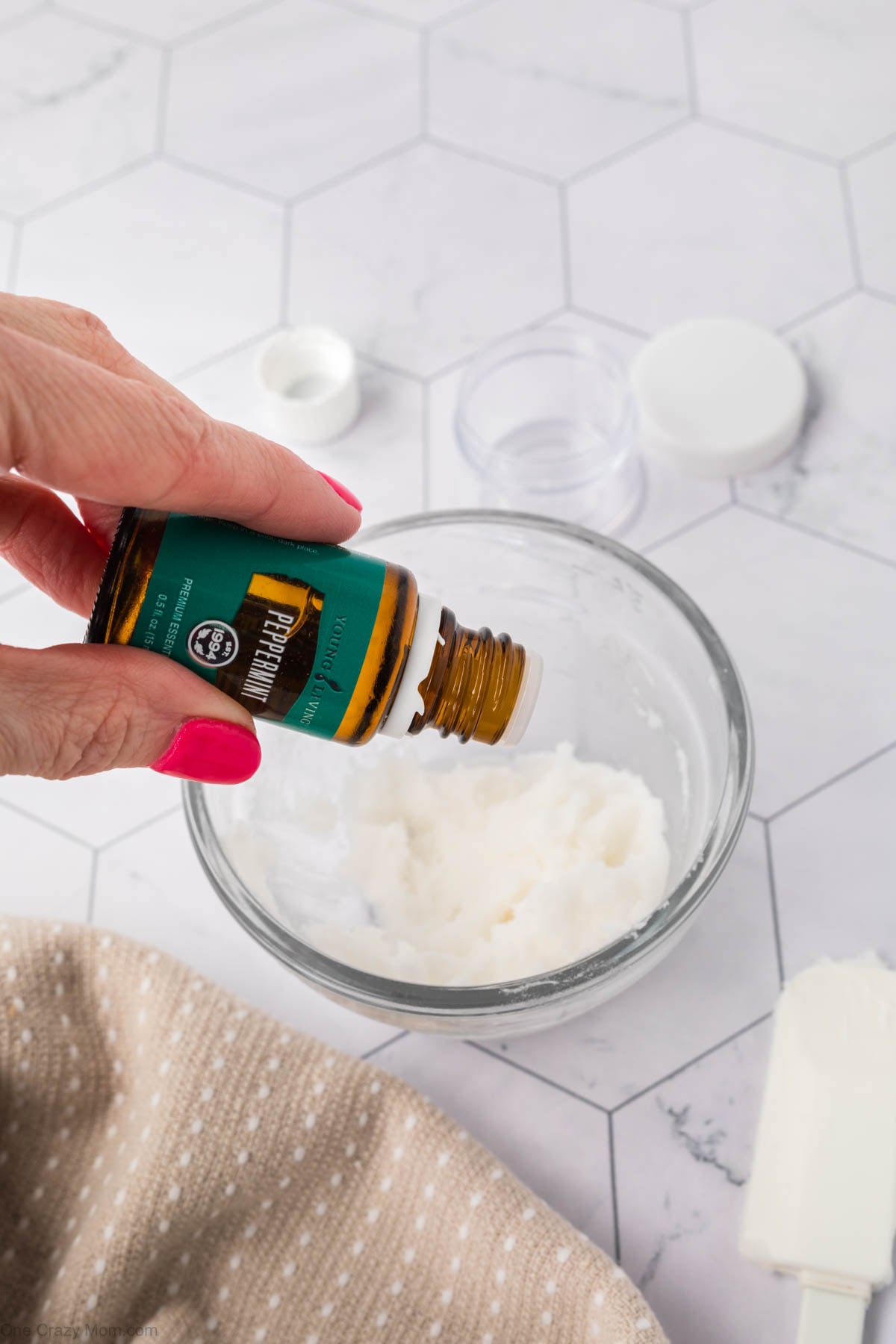 Essential oil going into the bowl.