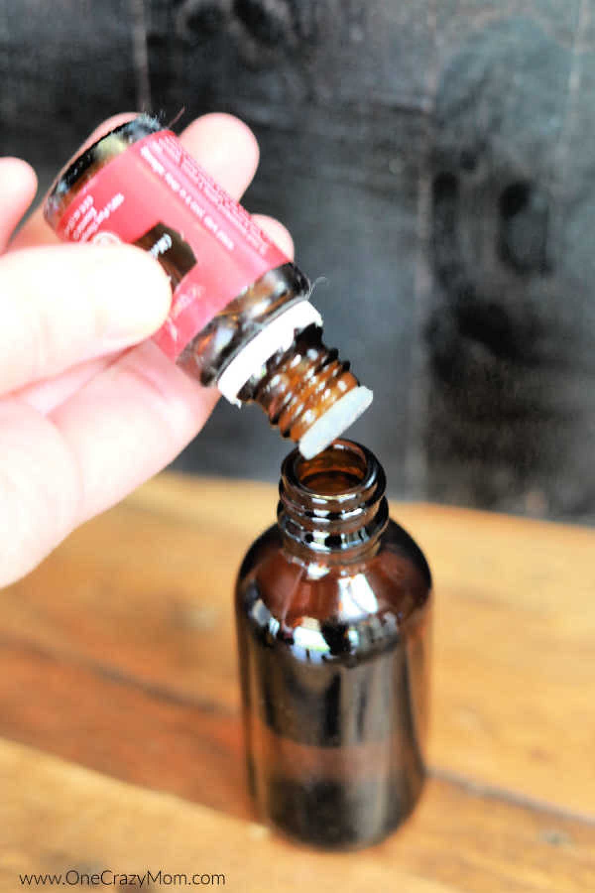 Essential oil added to bottle.