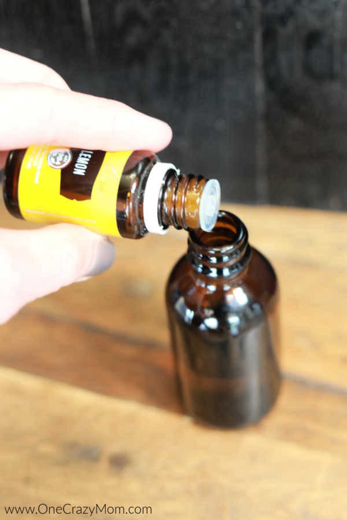 Essential oils added to bottle.