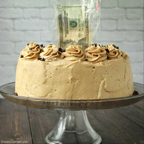 Cake with money in the middle.