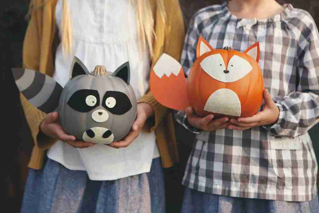 Pumpkins with animal designs.