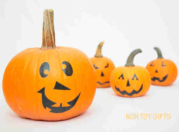 Faux jack o lanterns together.