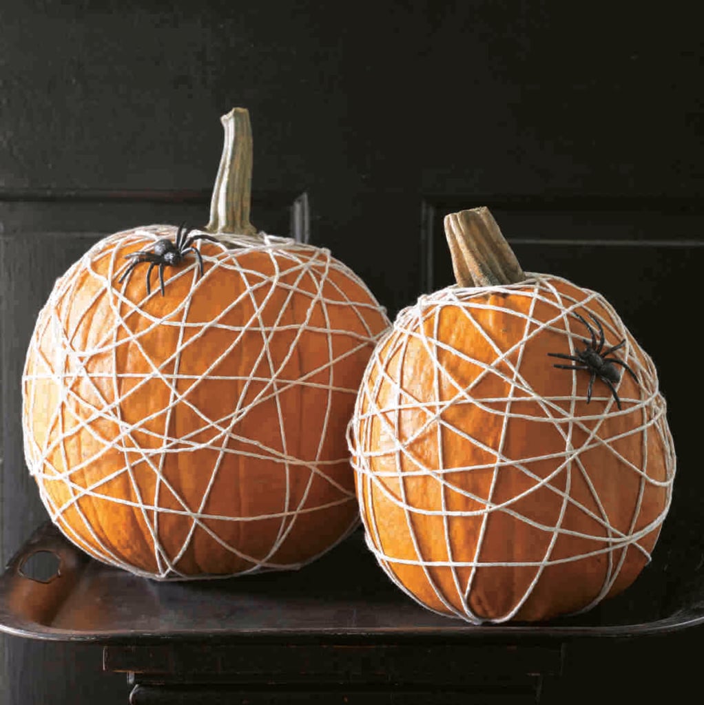Spider web pumpkins with spider.