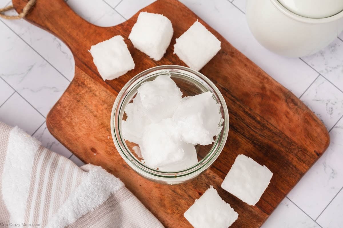Toilet Cleaner cubes in a container.