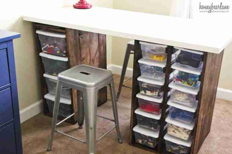 Lego table with bins.
