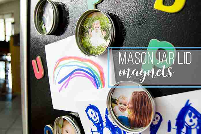 Fridge with mason jar magnets