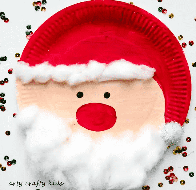 Santa on a paper plate.