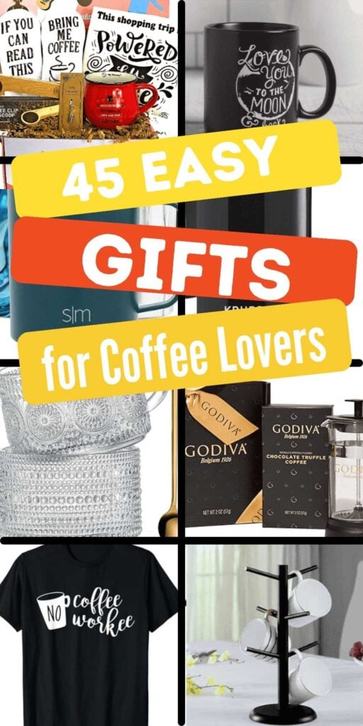 We have the absolute best gifts for coffee lovers. Check out these 45 fun and frugal gifts for coffee lovers they will love. These unique ideas include cute gift baskets, mugs, iced coffee cups, travel sets, coffee bar stations and much more for the best gifts. Save these ideas for Christmas, birthday and all year round. #onecrazymom #giftsforcoffeelovers #bestgiftsforcoffeelovers