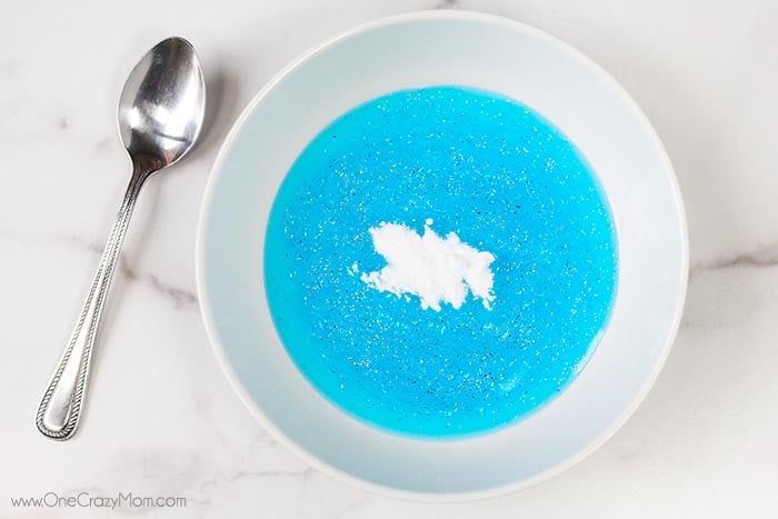 Bowl of glue and baking soda.