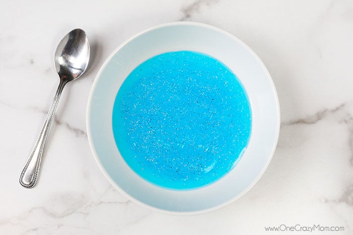 Slime combined in a bowl and ready to play with.
