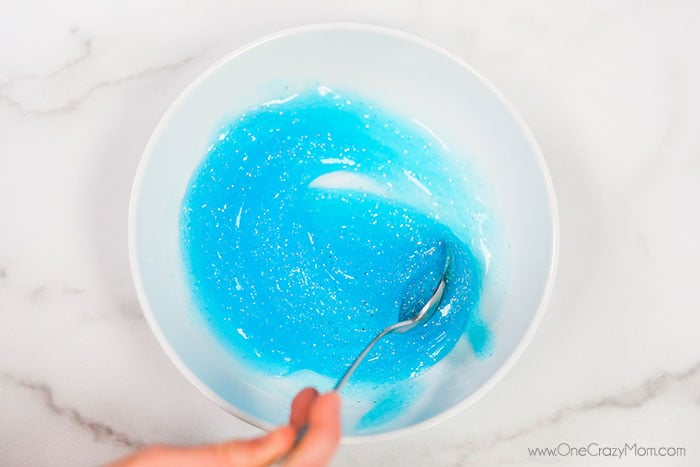 Slime mixture combined until the correct consistency.