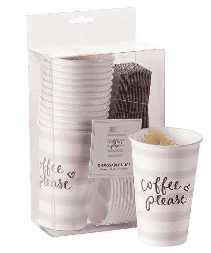 Disposable Cups with lids and sleeves.