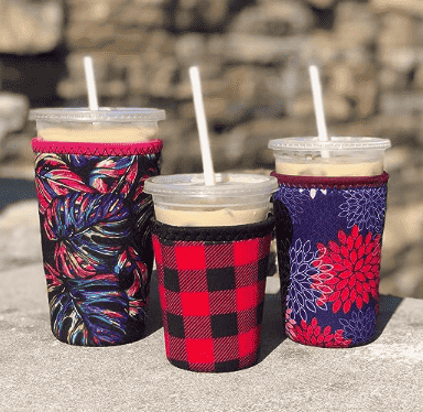 Iced coffee with sleeves.