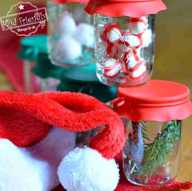 Jars stacked on each other for Christmas game.