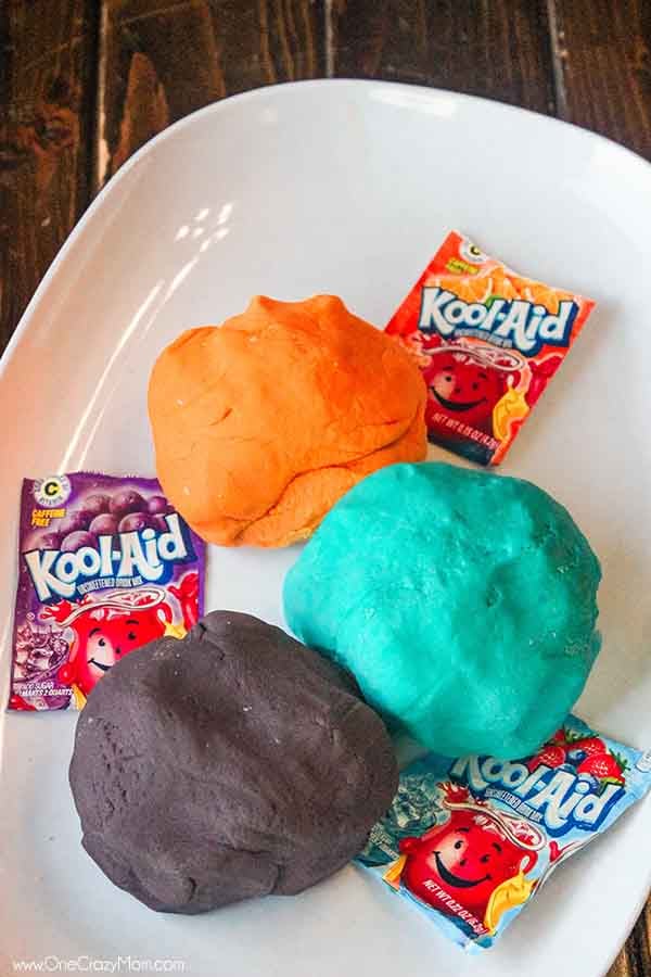 Kool Aid Play Dough in balls.