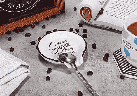 Spoon rest with coffee spoon.