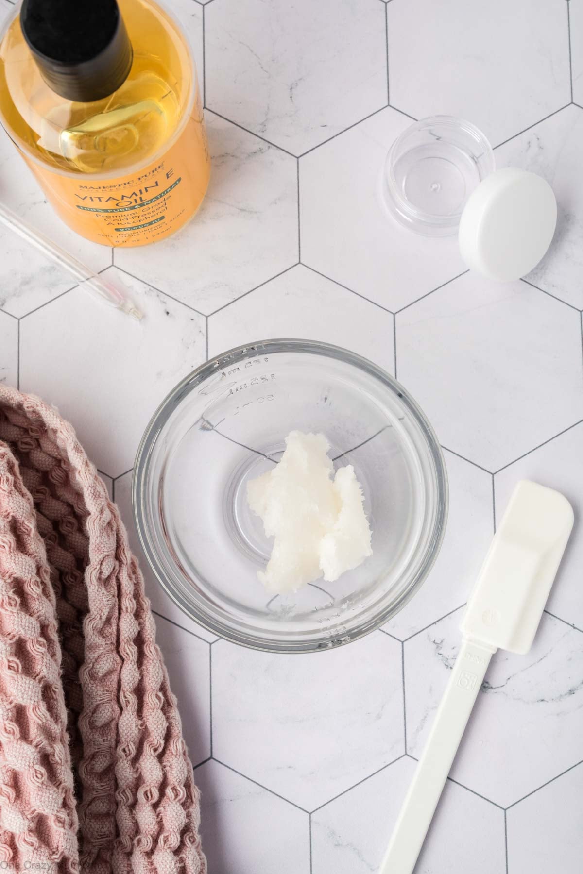 Small bowl with coconut oil.
