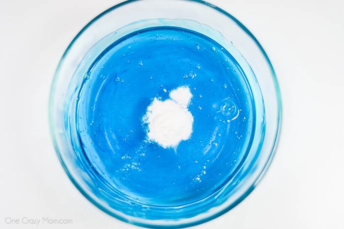 Baking soda added to mixture in bowl.