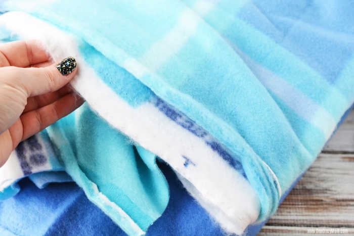 Blanket edges being cut off.