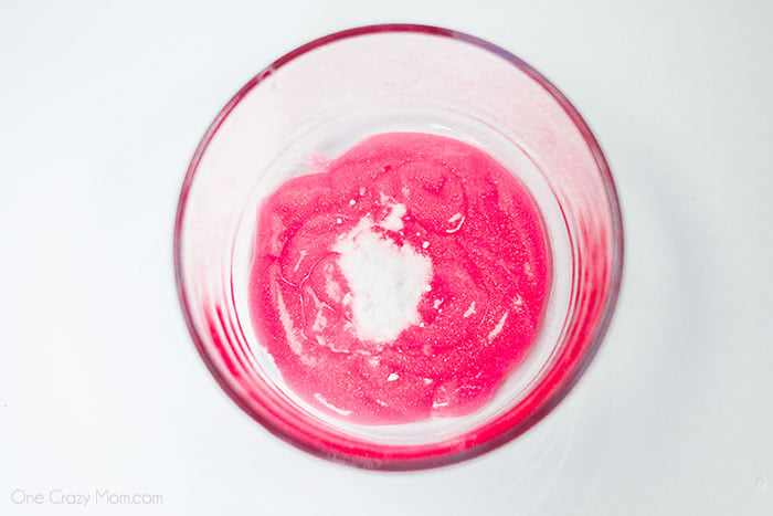 Bowl of glue and baking soda.