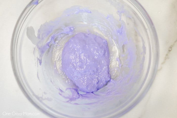 Slime pulled away from sides of bowl.