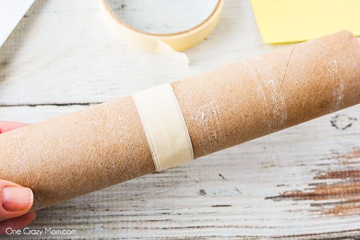 Toilet paper tubes taped together.