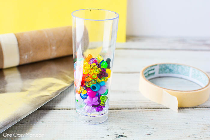 Beads added to glass.