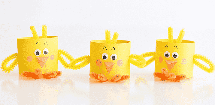 Paper roll chicks grouped together.