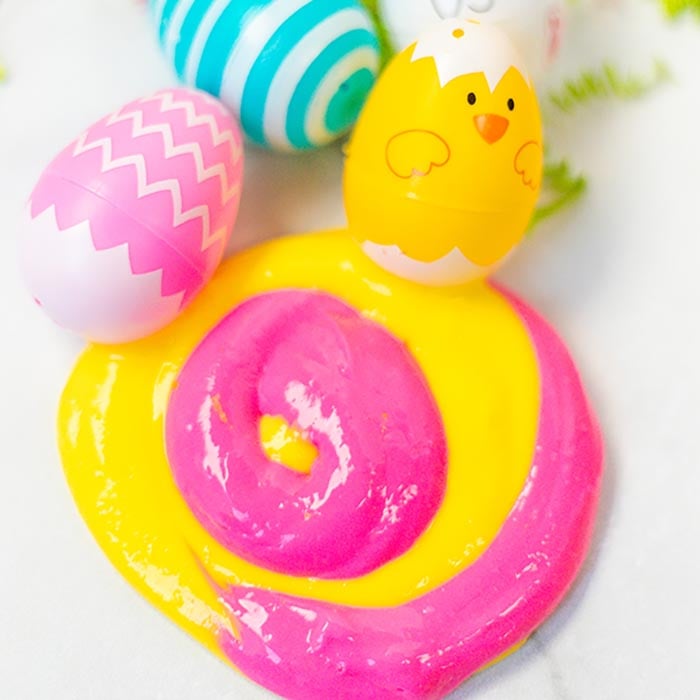 Easter slime swirled together.