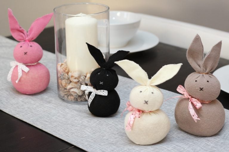 Sock bunnies craft grouped together.