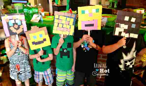 Minecraft heads held up.