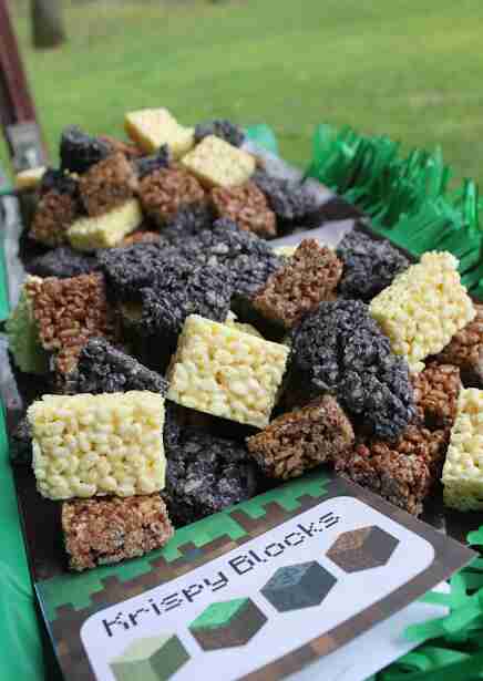 Rice Krispy Blocks on platter.