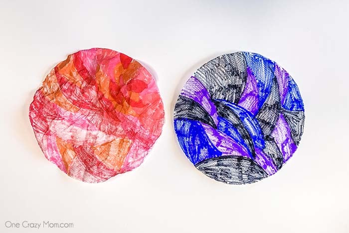 Coffee filters in different colors.