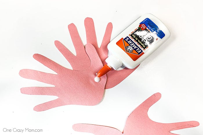 Hands glued together.
