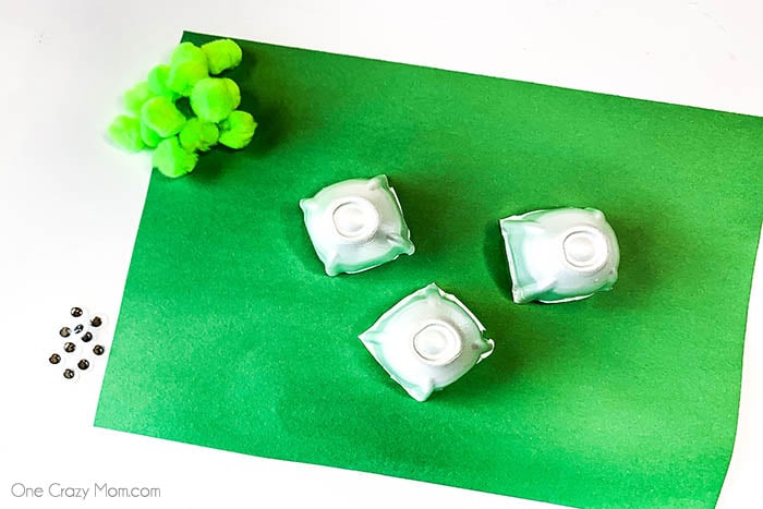 Egg carton pieces cut out and ready to use.